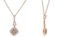 Macy's Morganite (7/8 ct. t.w.) & Diamond (1/4 ct. t.w.) Square Halo 18" Pendant Necklace in 14k Rose Gold